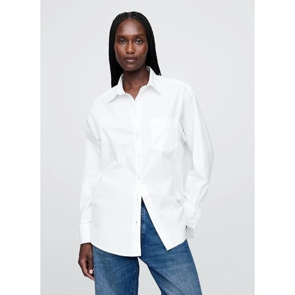 NWT GAP TEEN Organic grown cotton white long sleeve button shirt Sz XXL (14-16)